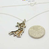 Sterling Silver Wales National Outline Pendant Necklace Vintage c1970
