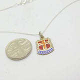 Sterling Silver & Enamel Inverness Shield Pendant Necklace Vintage c1970