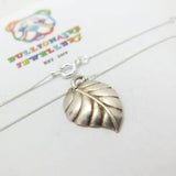 Sterling Silver Leaf Pendant Necklace Vintage c1970