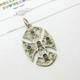 Sterling Silver Filigree Style Gothic Cross Pendant Necklace Vintage c1970
