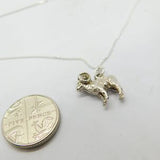 Sterling Silver Miniature Ram Aries Figurine Pendant Necklace Victorian c1900