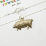 Sterling Silver Little Piggy Pendant Necklace Victorian c1880