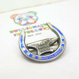 Sterling Silver and Coloured Enamel Famous Anvil Gretna Green Brooch Art Deco c1