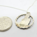 Sterling Silver St Christopher Cut Out Pendant Necklace Mid-Century c1950