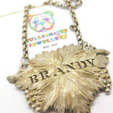 Silver Plated Brandy Decanter Label Vine Leaf Victorian c1880