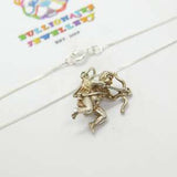 Sterling Silver Sagittarius The Archer Pendant Necklace Vintage c1970