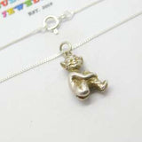 Sterling Silver Cheeky Elf Imp Pendant Necklace Vintage c1970