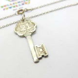 Sterling Silver '21st Birthday' Key Pendant Necklace Vintage c1970