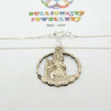 Sterling Silver St Christopher Cut Out Pendant Necklace Mid-Century c1950