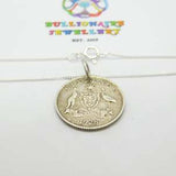 Sterling Silver Australia Sixpence Coin Necklace 1928 Antique Art Deco