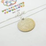 Sterling Silver Three Pence George V Coin Pendant Necklace 1921