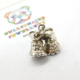 Sterling Silver Wedding Bells Charm Pendant Art Deco c1930