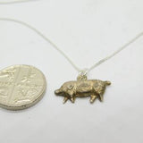 Sterling Silver Little Piggy Pendant Necklace Victorian c1880