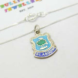 Sterling Silver & Enamel Glasgow Pendant Necklace Vintage c1970
