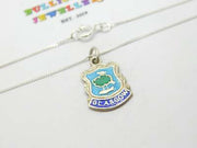 Sterling Silver & Enamel Glasgow Pendant Necklace Vintage c1970