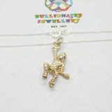 Sterling Silver Cheeky Monkey Pendant Necklace Vintage c1970