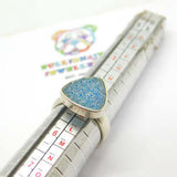 Sterling Silver Blue Frosted Glass Gemstone Ring Vintage c1970