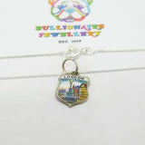 Sterling Silver & Enamel Piccadilly Circus London Pendant Necklace Vintage c1970