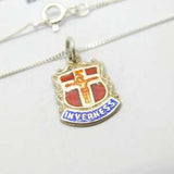 Sterling Silver & Enamel Inverness Shield Pendant Necklace Vintage c1970