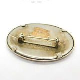 Sterling Silver Brooch With Pomeranian Watercolour Antique c1930 Art Deco