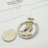Sterling Silver Coloured Enamel Elf on a Mushroom Cut Out Pendant Necklace Vinta