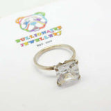 Sterling Silver Diamond Paste Square Cut Ring Vintage c1970