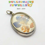 Sterling Silver Preserved Sweet Violet Pendant Mid-Century c1950