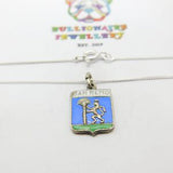 Sterling Silver San Remo Italy Travel Shield Pendant Necklace Vintage c1970