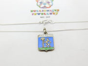 Sterling Silver San Remo Italy Travel Shield Pendant Necklace Vintage c1970