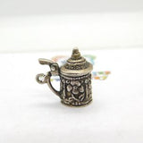 Sterling Silver Floral Sugar Pot Charm Pendant Art Deco c1930