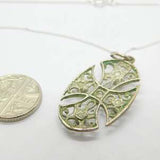 Sterling Silver Filigree Style Gothic Cross Pendant Necklace Vintage c1970