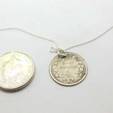 Sterling Silver Canadian Queen Victoria 2 Cents Coin Pendant Necklace Vintage 18
