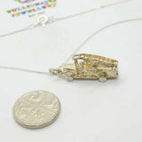 Sterling Silver Fire Engine Pendant Necklace Vintage c1970