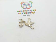 Sterling Silver Stork Delivering Baby Charm Pendant Mid-Century c1950