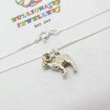 Sterling Silver Miniature Ram Aries Figurine Pendant Necklace Victorian c1900