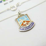 Sterling Silver Stornoway Scotland Travel Shield Pendant Necklace Mid-Century c1