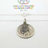 Sterling Silver St Christopher Travel Charm Necklace Vintage c1970