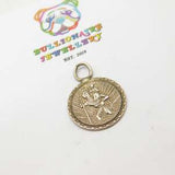 Sterling Silver Sun Ray St Christopher Charm Pendant Mid-Century c1950