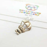 Sterling Silver Teddy Bear in Parachute Christening Gift Pendant Necklace Vintag