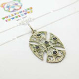 Sterling Silver Filigree Style Gothic Cross Pendant Necklace Vintage c1970