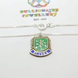 Sterling Silver Enamelled St Ives Travel Shield Pendant Necklace Vintage c1970