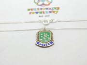 Sterling Silver Enamelled St Ives Travel Shield Pendant Necklace Vintage c1970