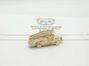 Sterling Silver Fire Engine Pendant Necklace Vintage c1970