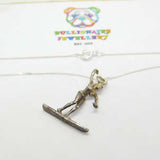 Sterling Silver Skier Necklace Mid-Century c1950