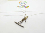 Sterling Silver Skier Necklace Mid-Century c1950