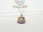Sterling Silver & Enamel Exeter Shield Pendant Necklace Vintage c1960