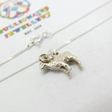 Sterling Silver Miniature Ram Aries Figurine Pendant Necklace Victorian c1900