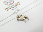 Sterling Silver Miniature Ram Aries Figurine Pendant Necklace Victorian c1900