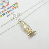 Sterling Silver Little Owl of Athena Pendant Necklace c1970