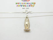 Sterling Silver Little Owl of Athena Pendant Necklace c1970